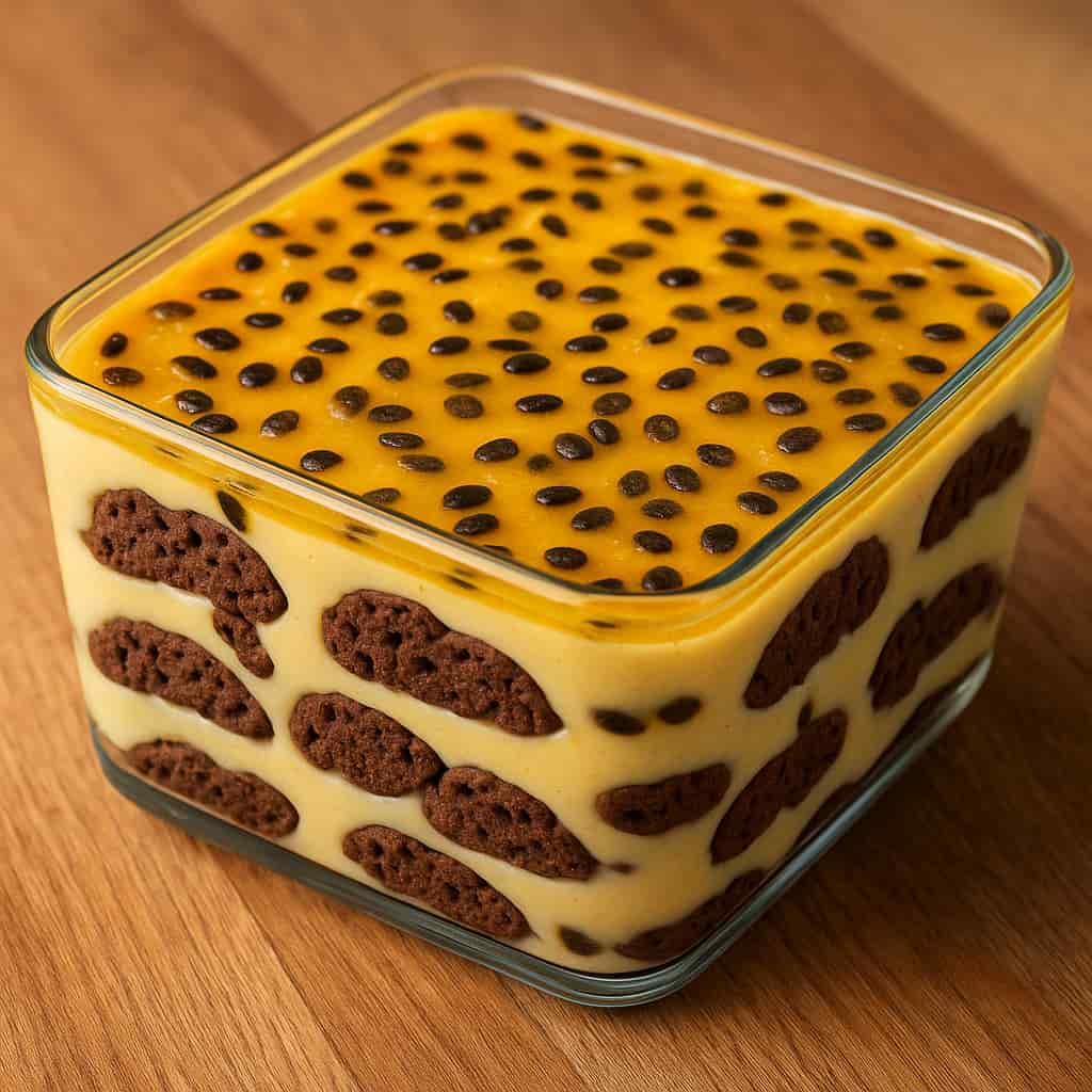 pavê de maracujá com cookies de chocolate