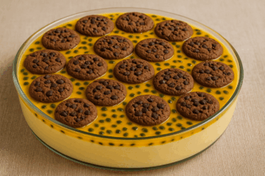 pavê de maracujá com cookies de chocolate