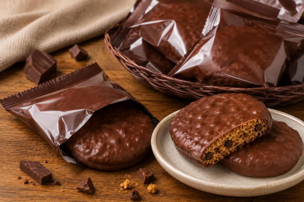 Cookie com cobertura de chocolate: snack prático e atrativo